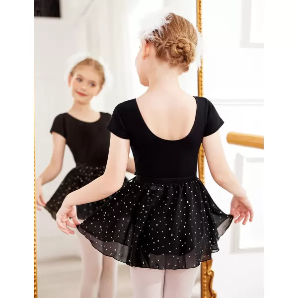 Zaclotre Girls Ballet Skirt Sparkly Chiffon Pull On Dance Skirts for ToddlerKids Dancewear 2 PackBlackgreen