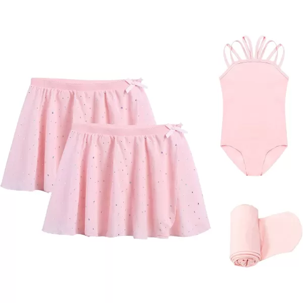 Zaclotre Girls Ballet Skirt Sparkly Chiffon Pull On Dance Skirts for ToddlerKids Dancewear 2 PackPinkpink