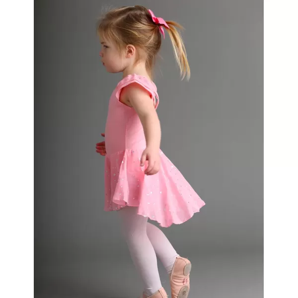 Zaclotre Girls Ruffle Sleeve Ballet Leotard with Skirt CrissCross Back Dance Dresses OutfitHot Pink