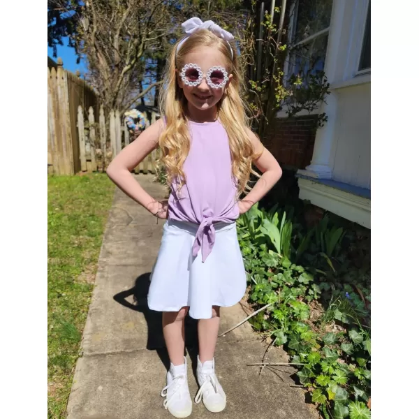 Zaclotre Girls Tennis Golf Dress Outfit Tank Top and Skorts Skirts Athletic Sets with Shorts PocketsLight Purple