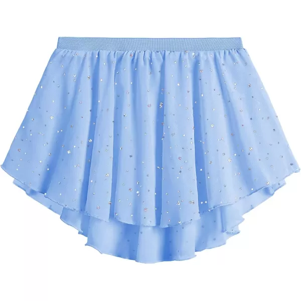 Zaclotre Gymnastics Leotards for Girls Long Sleeve Crisscross Back Ballet Dance Outfit with Removable Skirt ComboBlue Marble
