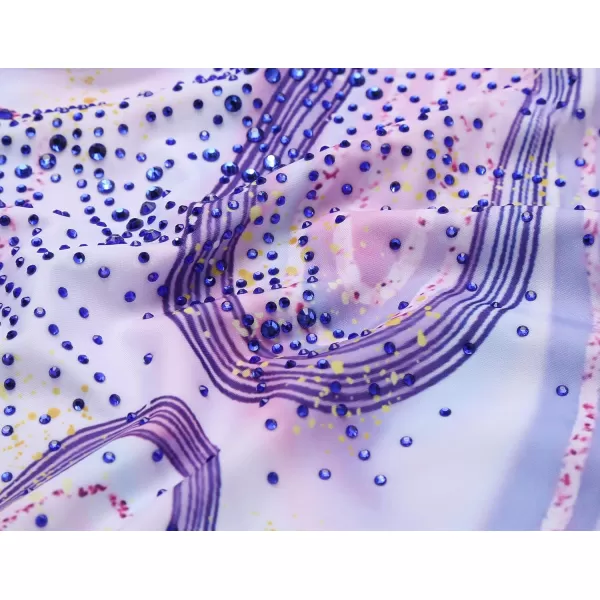 Zaclotre Kid Girls Gymnastic Leotard Long Sleeve Color Gradient Sparkly Ballet Dance One Piece OutfitPurple Marble