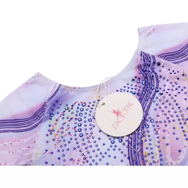 Zaclotre Kid Girls Gymnastic Leotard Long Sleeve Color Gradient Sparkly Ballet Dance One Piece OutfitPurple Marble
