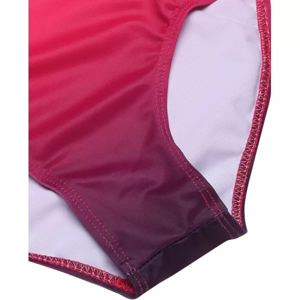 Zaclotre Kid Girls Gymnastic Leotard Long Sleeve Color Gradient Sparkly Ballet Dance One Piece OutfitRose Red