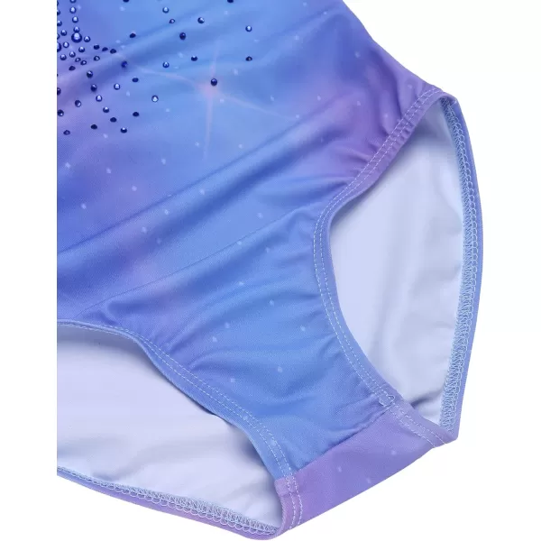 Zaclotre Kid Girls Gymnastic Leotard Long Sleeve Color Gradient Sparkly Ballet Dance One Piece OutfitShiny Multicolor