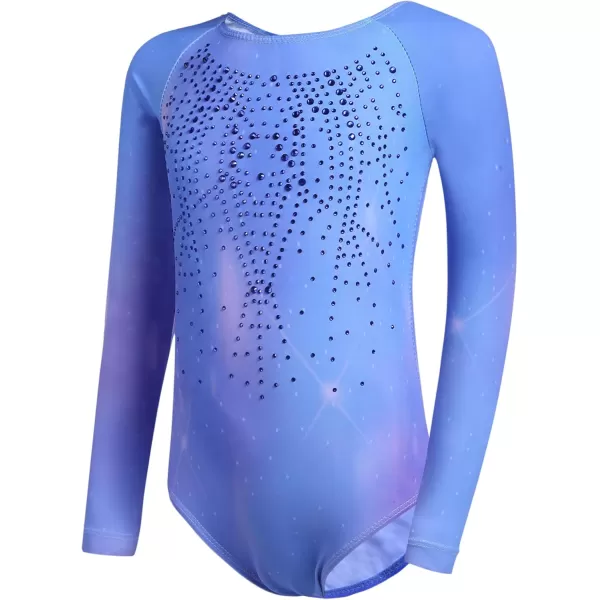 Zaclotre Kid Girls Gymnastic Leotard Long Sleeve Color Gradient Sparkly Ballet Dance One Piece OutfitShiny Multicolor