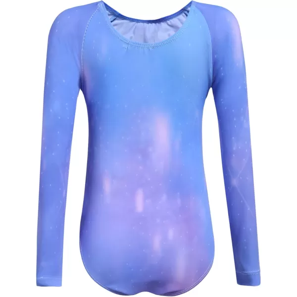 Zaclotre Kid Girls Gymnastic Leotard Long Sleeve Color Gradient Sparkly Ballet Dance One Piece OutfitShiny Multicolor