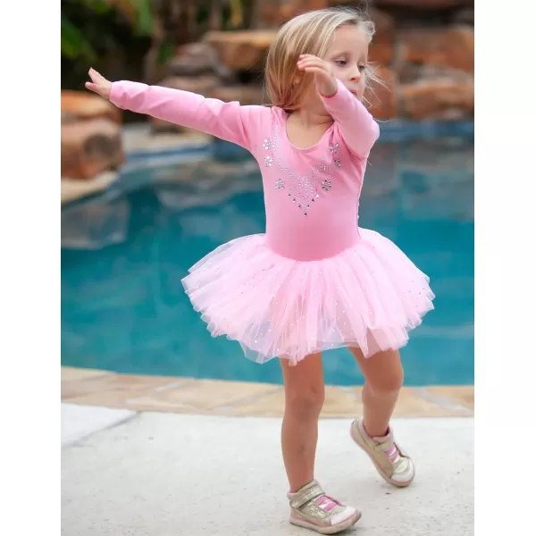 Zaclotre Kid Girls Long Sleeve Leotards Ballet Dance Sparkly Tutu Dress Ballerina OutfitsPink Pruple