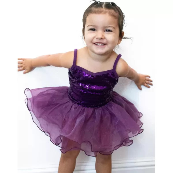 Zaclotre Little Girls Sequin Leotard Sparkly Strap Ballet Leotards Tutu Dress Ballerina Outfit Dance Costume for KidsDeep Purple