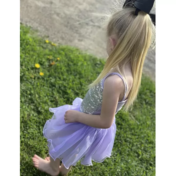 Zaclotre Little Girls Sequin Leotard Sparkly Strap Ballet Leotards Tutu Dress Ballerina Outfit Dance Costume for KidsPurple