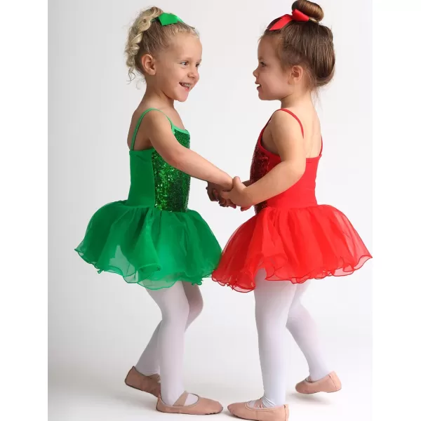 Zaclotre Little Girls Sequin Leotard Sparkly Strap Ballet Leotards Tutu Dress Ballerina Outfit Dance Costume for KidsRed