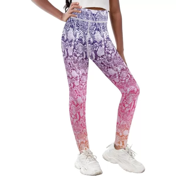 Zaclotre Girls Athletic Leggings Kids High Waist Yoga Pants Tennis Runnig Workout Footless Active Legging PantsRainbow01