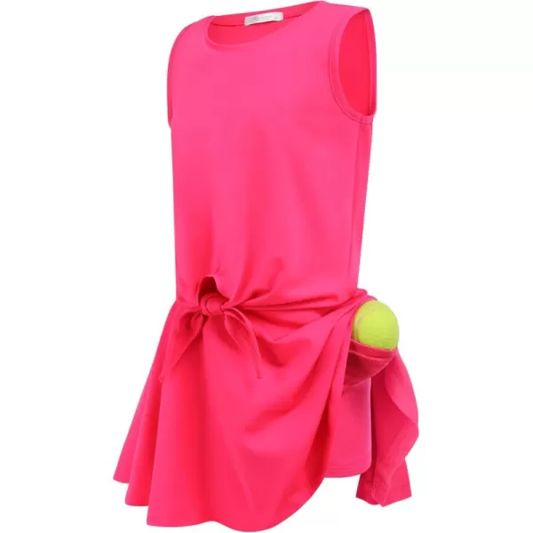 Zaclotre Girls Tennis Golf Dress Outfit Tank Top and Skorts Skirts Athletic Sets with Shorts PocketsHot Pink