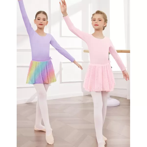 Zaclotre Girls Ballet Skirt Sparkly Chiffon Pull On Dance Skirts for ToddlerKids Dancewear 2 PackRainbowpink
