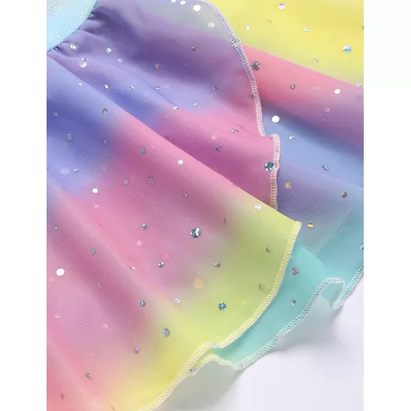 Zaclotre Girls Ballet Skirt Sparkly Chiffon Pull On Dance Skirts for ToddlerKids Dancewear 2 PackRainbowpink