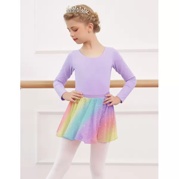 Zaclotre Girls Ballet Skirt Sparkly Chiffon Pull On Dance Skirts for ToddlerKids Dancewear 2 PackRainbowpink