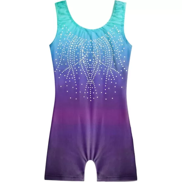 Zaclotre Kid Girls Gymnastic Leotard Sparkly Shiny Diamond Ballet Dance One Piece OutfitGradient Aqua