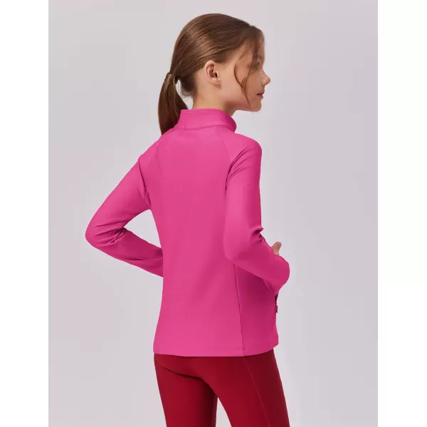 imageZaclotre Girls Fleece Jacket with 4 Pockets Long Sleeve Zip Up Warm Athletic Winter Coat Kids Sweatshirt for 514 YHot Pink