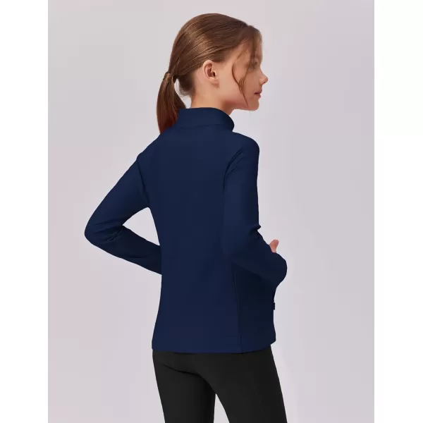 imageZaclotre Girls Fleece Jacket with 4 Pockets Long Sleeve Zip Up Warm Athletic Winter Coat Kids Sweatshirt for 514 YNavy Blue
