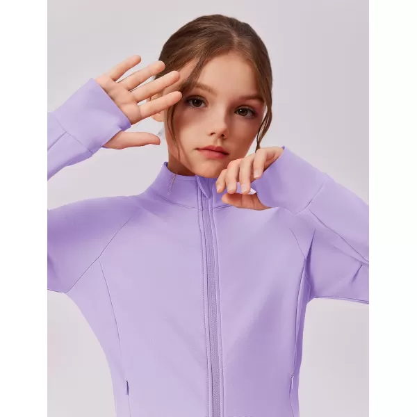 imageZaclotre Girls Fleece Jacket with 4 Pockets Long Sleeve Zip Up Warm Athletic Winter Coat Kids Sweatshirt for 514 YPurple