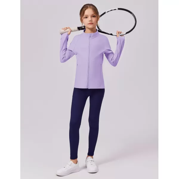 imageZaclotre Girls Fleece Jacket with 4 Pockets Long Sleeve Zip Up Warm Athletic Winter Coat Kids Sweatshirt for 514 YPurple