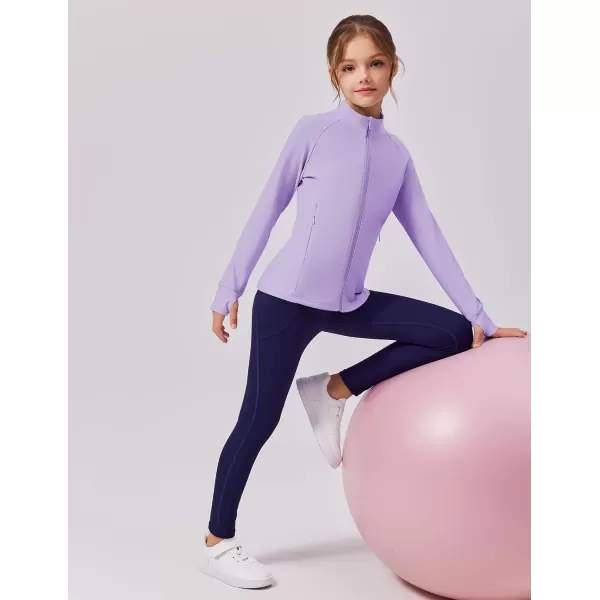 imageZaclotre Girls Fleece Jacket with 4 Pockets Long Sleeve Zip Up Warm Athletic Winter Coat Kids Sweatshirt for 514 YPurple