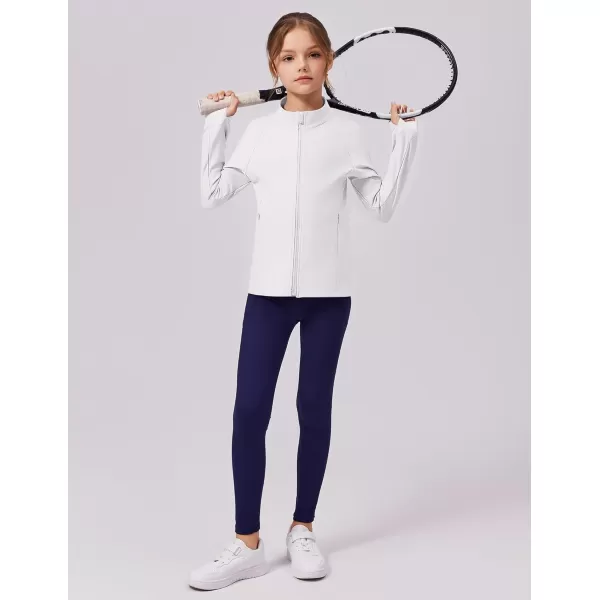 imageZaclotre Girls Fleece Jacket with 4 Pockets Long Sleeve Zip Up Warm Athletic Winter Coat Kids Sweatshirt for 514 YWhite