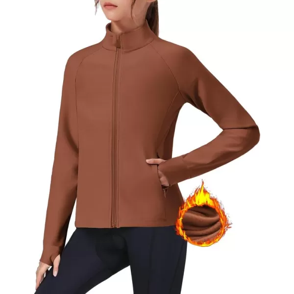 imageZaclotre Girls Fleece Jacket with 4 Pockets Long Sleeve Zip Up Warm Athletic Winter Coat Kids Sweatshirt for 514 YBrown