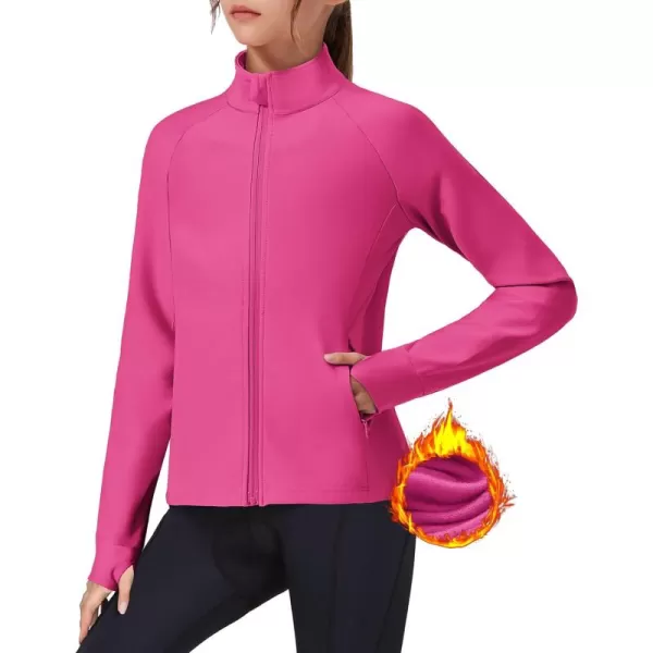 imageZaclotre Girls Fleece Jacket with 4 Pockets Long Sleeve Zip Up Warm Athletic Winter Coat Kids Sweatshirt for 514 YHot Pink