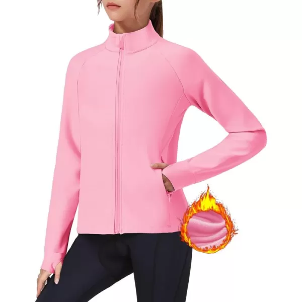 imageZaclotre Girls Fleece Jacket with 4 Pockets Long Sleeve Zip Up Warm Athletic Winter Coat Kids Sweatshirt for 514 YPink