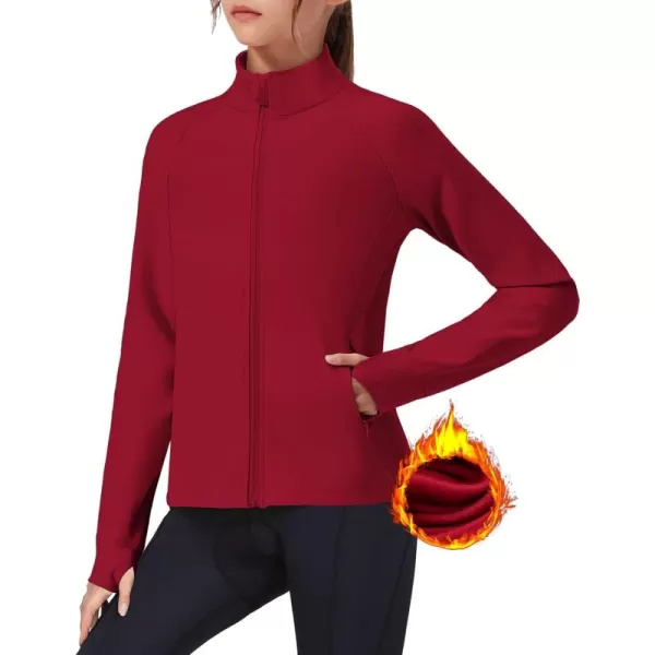 imageZaclotre Girls Fleece Jacket with 4 Pockets Long Sleeve Zip Up Warm Athletic Winter Coat Kids Sweatshirt for 514 YRed