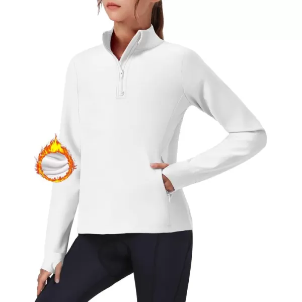 imageZaclotre Girls Fleece Long Sleeve Shirts Half Zip Pullover Sweatshirt with Pockets Kids Athletic Winter JacketWhite