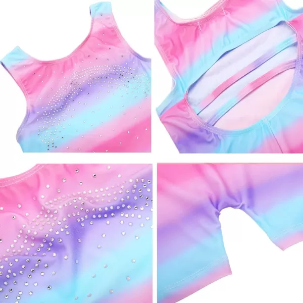imageZaclotre Gymnastics Leotards for Girls Hollow Back Biketards Unitard Toddler OnePiece Sparkly Dance OutfitRainbowb