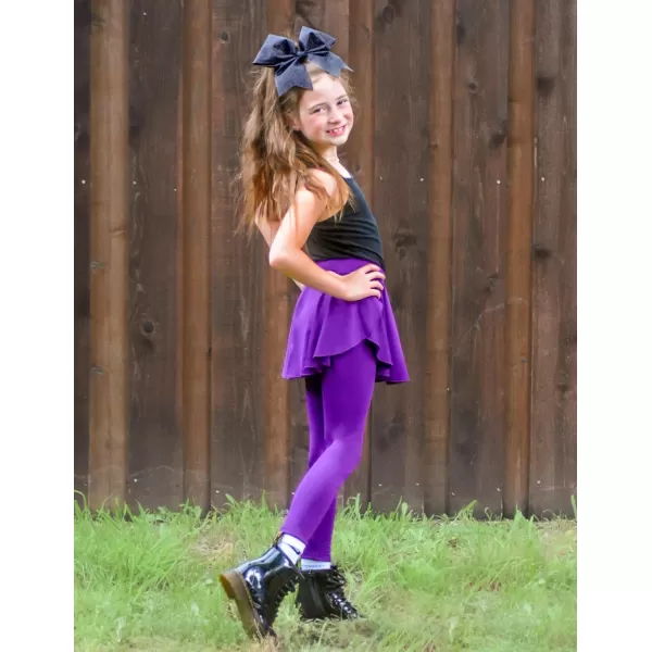 imageZaclotre Girls Leggings with Pocket High Waisted Stretchy Tennis Golf Athletic Flowy Skirted Legging for KidDark Purple