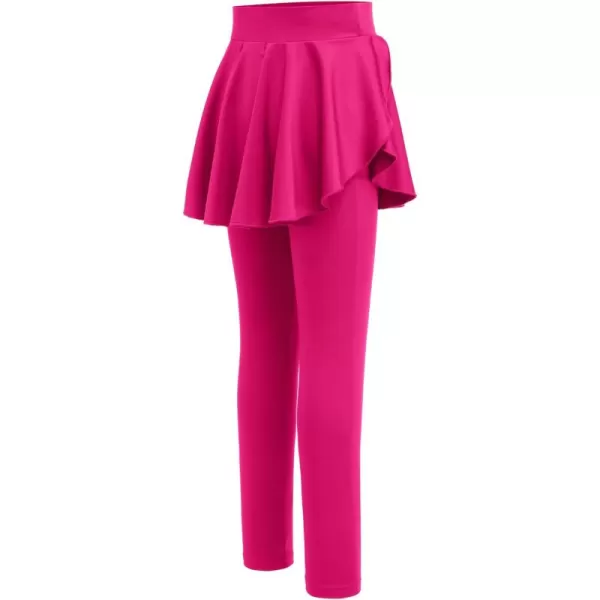 imageZaclotre Girls Leggings with Pocket High Waisted Stretchy Tennis Golf Athletic Flowy Skirted Legging for KidHot Pink