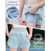 imageZaclotre Girls Athletic Shorts with Zipper Pockets 2 in 1 Kid Workout Running Volleyball Soccer Shorts with LinerBlue