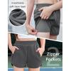 imageZaclotre Girls Athletic Shorts with Zipper Pockets 2 in 1 Kid Workout Running Volleyball Soccer Shorts with LinerGrey