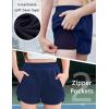imageZaclotre Girls Athletic Shorts with Zipper Pockets 2 in 1 Kid Workout Running Volleyball Soccer Shorts with LinerNavy Blue
