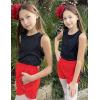 imageZaclotre Girls Athletic Shorts with Zipper Pockets 2 in 1 Kid Workout Running Volleyball Soccer Shorts with LinerRed