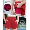 imageZaclotre Girls Athletic Shorts with Zipper Pockets 2 in 1 Kid Workout Running Volleyball Soccer Shorts with LinerRed