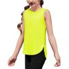 imageZaclotre Girls Athletic Tank Tops Lightweight Stretchy Soft Basic Sleeveless Shirts for Kid Summer ClothesNeon Green