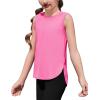 imageZaclotre Girls Athletic Tank Tops Lightweight Stretchy Soft Basic Sleeveless Shirts for Kid Summer ClothesNeon Pink