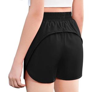 imageZaclotre Girls Athletic Shorts with Zipper Pockets 2 in 1 Kid Workout Running Volleyball Soccer Shorts with LinerBlack
