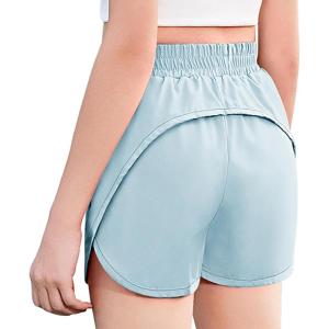 imageZaclotre Girls Athletic Shorts with Zipper Pockets 2 in 1 Kid Workout Running Volleyball Soccer Shorts with LinerBlue
