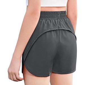 imageZaclotre Girls Athletic Shorts with Zipper Pockets 2 in 1 Kid Workout Running Volleyball Soccer Shorts with LinerGrey