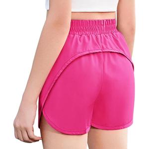 imageZaclotre Girls Athletic Shorts with Zipper Pockets 2 in 1 Kid Workout Running Volleyball Soccer Shorts with LinerHot Pink