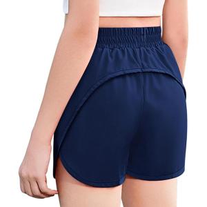 imageZaclotre Girls Athletic Shorts with Zipper Pockets 2 in 1 Kid Workout Running Volleyball Soccer Shorts with LinerNavy Blue