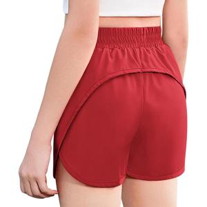 imageZaclotre Girls Athletic Shorts with Zipper Pockets 2 in 1 Kid Workout Running Volleyball Soccer Shorts with LinerRed