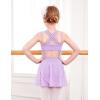 imageZaclotre Gymnastics Leotards for Girls Criss Cross Strap Shiny Ballet Dance Dresses Hollow Back Skirted Ballerina CostumeShiny Lilac