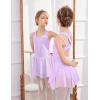 imageZaclotre Gymnastics Leotards for Girls Criss Cross Strap Shiny Ballet Dance Dresses Hollow Back Skirted Ballerina CostumeShiny Lilac